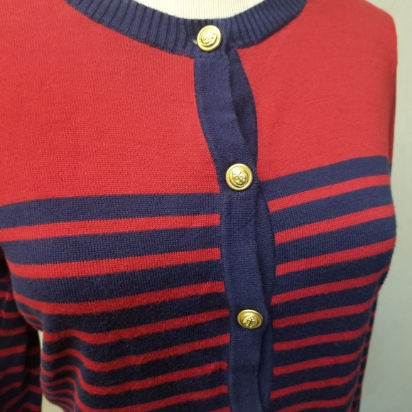 Land's End striped cardigan sweater (Q6) - Picture 3 of 7